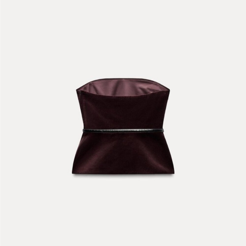 ZARA BELTED VELVET TOP